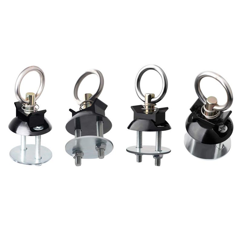 HERCOO Round Tie Down Anchor Point Kit Bolt on Track Fitting with Quick Release Compatible with Pickup Truck Motorcycles Snowmobiles - Image 4